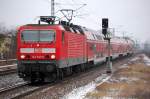 143 947-0 mit Regionalzug zum Einsatz (Bereitstellung?) Richtung Berlin-Spandau, 13.01.13 Berlin-Jungfernheide.