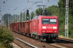 145 062-6 mit Ganzzug offener G�terwagen am 20.06.13 Berlin-Karow.