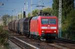 145 007-1 mit schwedischen G�terwagen (Green Cargo) f�r Coiltransporte am 20.08.13 Berlin-Karow.