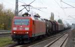 145 008-9 mit einem gemischten Güterzug am 13.10.14 Berlin-Hohenschönhausen.