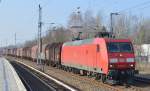145 011-3 mit Güterzug (Stahlcoils) am 17.02.15 Mühlenbeck/Mönchmühle b.Berlin.