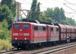 Doppeltraktion 151 118-7 + 151 113-8 mit Erzzug Richtung karower Kreuz Berlin, 16.07.10 Berlin-Pankow.