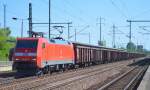 152 062-6 mit Ganzzug Rolldachwagen (Kalk) am 04.06.15 Durchfahrtb Bhf.