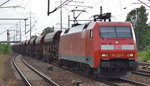 152 122-8 mit Ganzzug Schüttgutwagen am 21.07.16 Durchfahrt Bf.