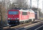Lokzug mit 155 117-5 mit 233 616-2 am Haken Richtung Bernau, 29.03.11 Berlin-Karow.