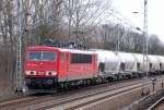 155 230-6 mit einem Ganzzug Gro�silowagen Richtung Oranienburg, 01.04.11 M�hlenbecl-M�nchm�hle.