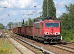 155 135-7 mit Ganzzug offener G�terwagen, 03.08.11 Berlin-Karow.