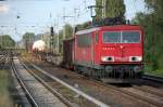 155 127-4 mit gemischtem G�terzug am 26.07.11 Berlin-Karow.