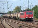 155 206-6 mit Ganzzug Knickkesselwagen (f�r Kreideschlamm) am 22.09.11 Bhf.