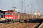 155 257-9 mit Ganzzug Schiebewandwagen, 12.11.11 Durchfahrt Bhf.