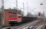 155 259-5 mit einem gemischten G�terzug Richtung Bernau, 12.03.12 Berlin-Karow.