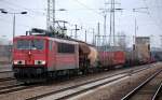 155 096-1 mit gemischtem G�terzug am 14.03.12 Bhf.