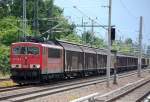 155 031-8 mit Ganzzug Schiebewandwagen Richtung Bernau, 12.06.12 Berlin-Blankenburg.