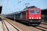 155 111-8 mit Ganzzug polnischer Sch�ttgutwagen (Kohlebef�llung) am 23.07.12 Bhf.