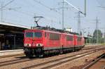 Lokzug mit drei 155�r gezogen von 155 020-1 mit 155 ??? und 155 048-2 am Ende des Zuges am 27.07.12 Bhf.
