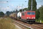 155 028-4 mit gemischtem G�terzug, 13.08.12 Berlin-Karow.