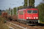 155 113-4 mit gemischtem G�terzug am 06.09.12 Berlin-Karow.