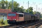 155 151-4 mit einem Kurzzug Schiebewandwagen Richtung Bernau am 11.09.12 Berlin-Karow.
