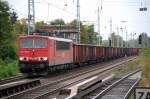 155 125-8 mit Ganzzug offener G�terwagen am 04.10.12 Berlin-Karow.