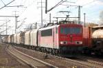 155 117-5 mit G�terzug f�r Stahlcoiltransporte am 06.11.12 Bhf.