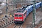 155 178-7 mit Ganzzug polnischer Sch�ttgutwagen (leer) Richtung Nordosten, 04.04.13 Berlin-Putlitzbr�cke.