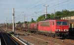 155 016-9 mit gemischtem G�terzug Richtung Innenstadt, 06.06.13 Berlin-Blankenburg.