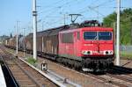 155 252-0 mit gemischtem G�terzug am 05.06.13 Richtung Innenstadt, Berlin-Blankenburg.