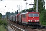 155 152-2 mit G�terzug f�r Coiltransporten, 10.06.13 Berlin-Karow.