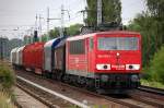 155 038-3 mit gemischtem G�terzug am 28.06.13 Berlin-Karow.