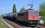 155 192-8 mit Kesselwagenzug am 25.04.14 Berlin-Karow.