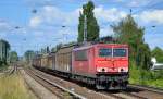 155 183-7 mit ganzzug Schiebewandwagen am 31.07.14 Berlin-Karow.