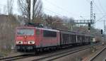 155 030-0 mit Ganzzug Schiebewandwagen am 28.01.15 Berliner Innenring Höhe Berlin Jungfernheide.