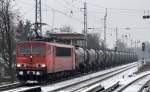 155 065-6 mit Kesselwagenzug (geschmolzenes Schwefel) am 30.01.15 Berlin-Karow.