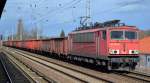 155 040-9 mit Ganzzug offener Güterwagen am 01.04.15 Berlin-Karow.