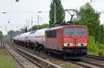155 015-1 mit Kesselwagenzug, 18.05.15 Berlin-Karow.
