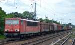 155 218-1 mit einem gemischten Güterzug am 21.07.15 Berlin-Hirschgarten.