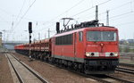 155 245-4 mit Ganzzug Schüttgutkippwagen am 12.04.16 Durchfahrt Bhf.