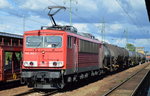 155 180-3 mit einem gemischten Güterzug am 05.09.16 Durchfahrt Bf.