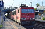 155 182-9 mit gemischtem Güterzug bei der Durchfahrt Bf. Berlin-Hohenschönhausen am 18.05.17
