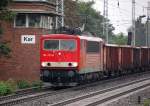 155 272-8 mit Ganzzug offener G�terwagen Richtung Bernau, 26.08.10 Berlin-Karow.