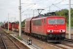 155 158-9 mit gemischtem G�terzug Richtung Berlin Innenstadt, 16.07.10 Berlin-Blankenburg.