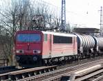 155 189-4 mit Leerzug Kesselwagen Richtung Schwedt �ber Bernau, 19.03.09 Berlin-Karow.