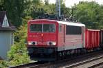 155 101-9 mit einem Ganzzug offener G�terwagen Richtung Bernau, 11.09.08 Berlin-Karow.
