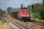 155 179-5 mit einem Ganzzug offener G�terwagen Richtung karower Kreuz Berlin, 10.06.08 Berlin-Karow.
