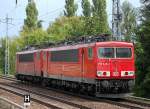 Hier die 155 048-2 am Haken von 155 125-8 am 20.07.09 Richtung Bernau in Berlin-Karow.