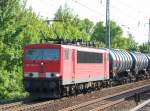 155 059-9 mit einem Leerzug Kesselwagen Richtung Bernau, Fr�hling 2008 Berlin-Karow.