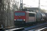 155 270-2 mit Leerzug Kesselwagen Richtung Schwedt, 31.12.08 Berlin-Karow.
