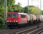 155 086-2 mit einem Leerzug Kesselwagen Richtung Schwedt, 20.05.09 Berlin-Karow.