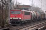 155 078-9 mit gemischtem G�terzug Richtung Bernau, 29.12.09 Berlin-Karow.