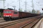 155 270-2 mit Ganzzug offener G�terwagen, 06.10.10 Bhf.